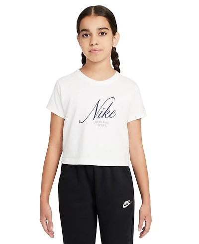 Nike Big Girls Sportswear Cropped Cotton T-Shirt