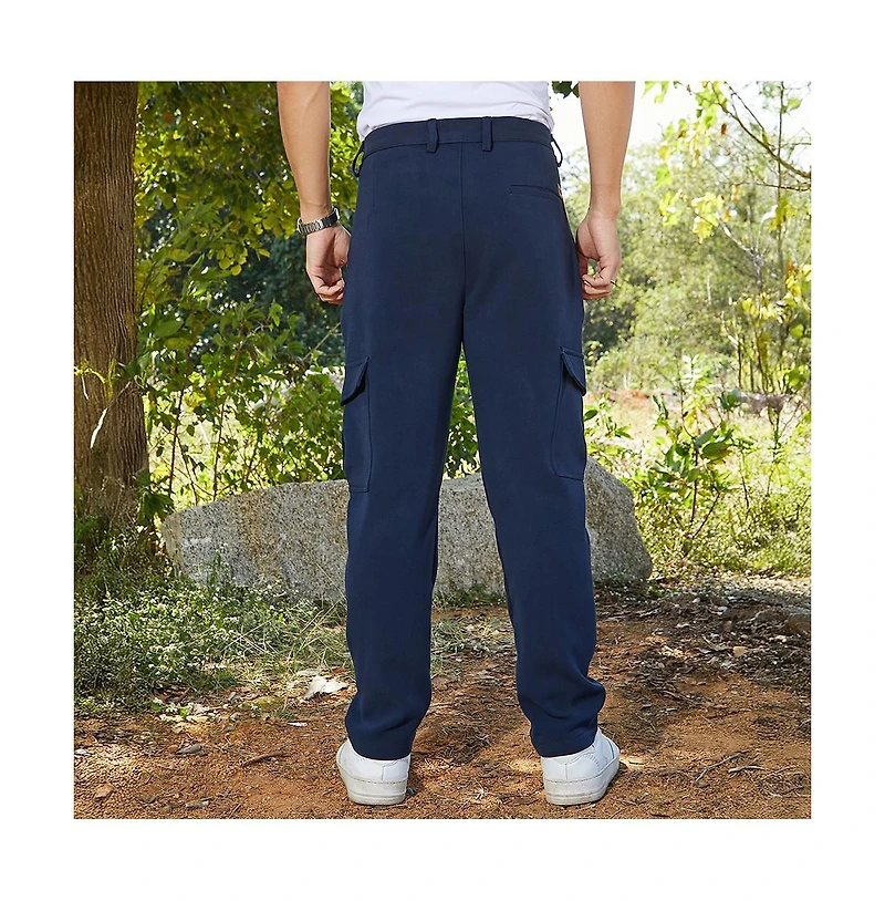 Campus Sutra Men's Indigo Blue Utility Pleated Trousers