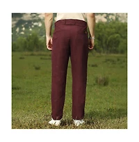 Campus Sutra Men's Burgundy Red Velvique Tailored Trousers
