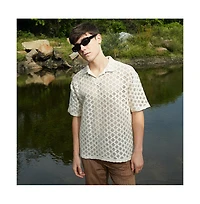 Campus Sutra Men's Off-White Oblique Oversized Polo T-Shirt