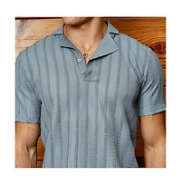 Campus Sutra Men's Icy Blue Wicker-Tactitle Polo T-Shirt