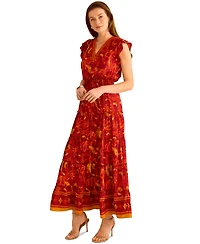 Vince Camuto Women's Ruffle-Sleeve Tiered Maxi Dress