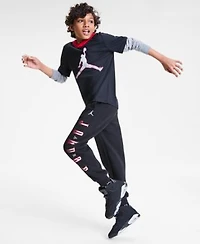 Jordan Big Boys Gametime Layered Look Hoodie Chenille Patch Pants