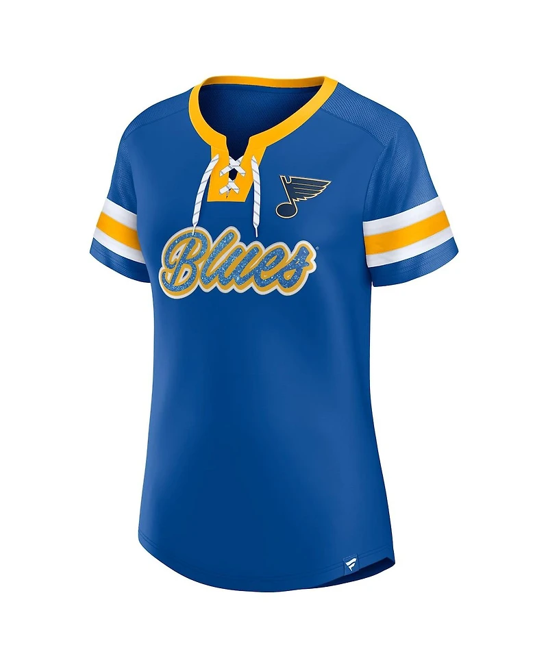 Fanatics Women's Blue St. Louis Blues Iconic Athena Lace-Up T-Shirt