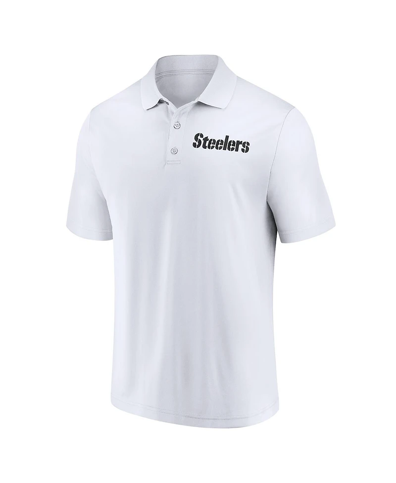Fanatics Men's White Pittsburgh Steelers Lockup Polo Shirt