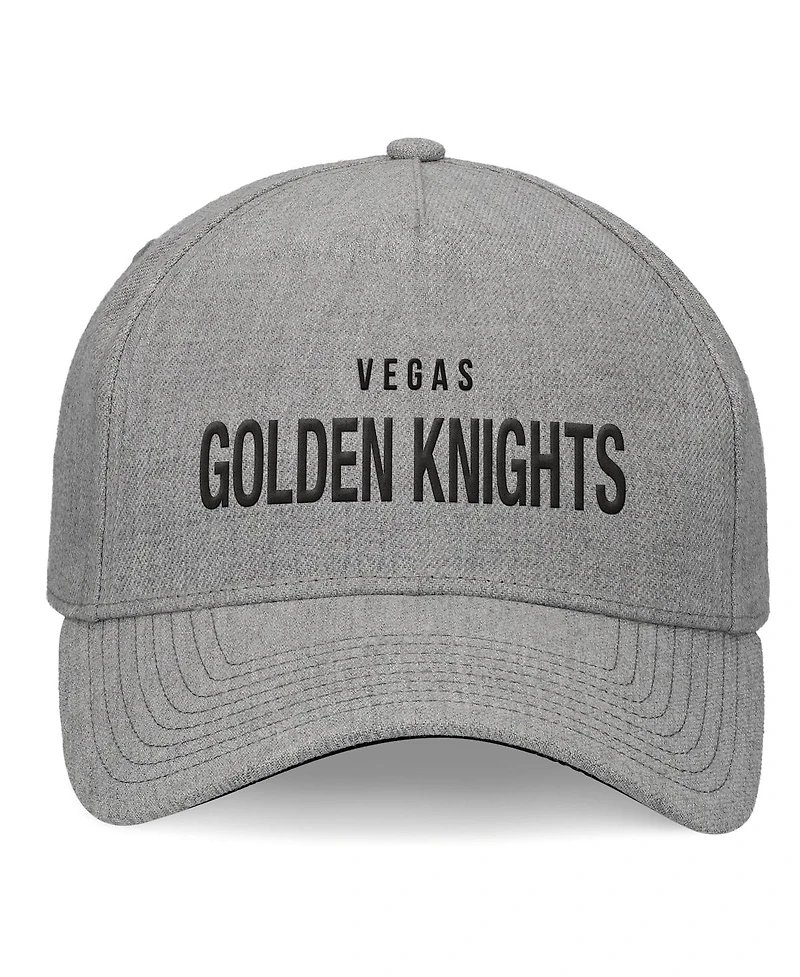 Fanatics Men's Heather Gray Vegas Golden Knights Elements A-Frame Leather Strap Back Hat