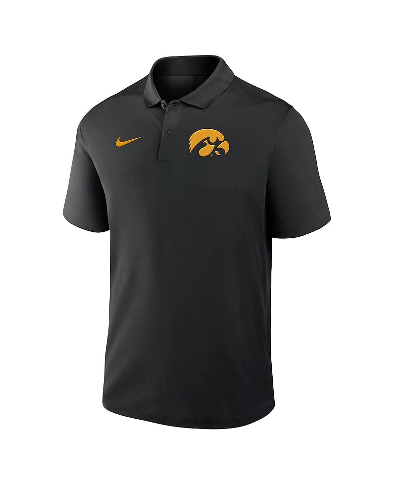 Nike Men's Black Iowa Hawkeyes Primetime Victory Primary Logo Performance Polo Shirt