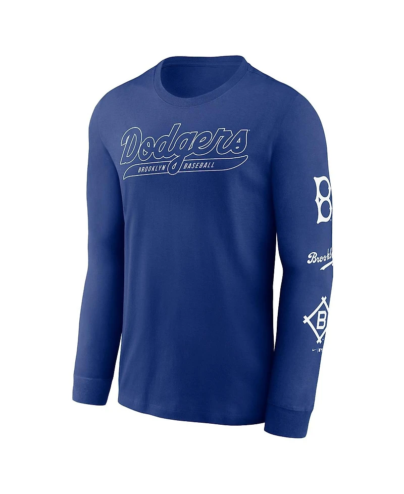 Nike Men's Royal Brooklyn Dodgers Cooperstown Collection Knockout Long Sleeve T-Shirt