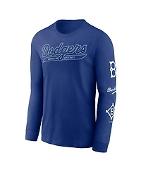 Nike Men's Royal Brooklyn Dodgers Cooperstown Collection Knockout Long Sleeve T-Shirt