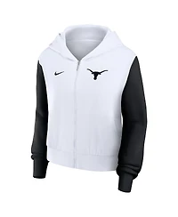 Nike Women's White Texas Longhorns Cropped Beyond Capability Color-Block Script Full-Zip Hoodie