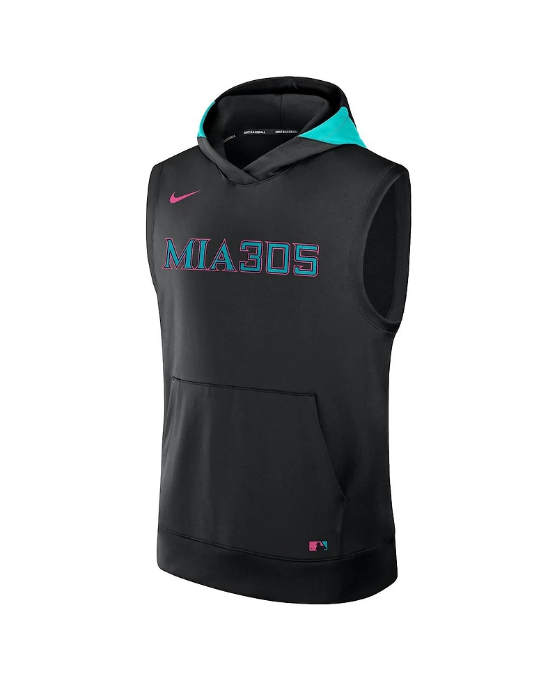 Nike Men's Black Miami Marlins 2025 City Connect Authentic Collection Sleeveless Performance Pullover Hoodie
