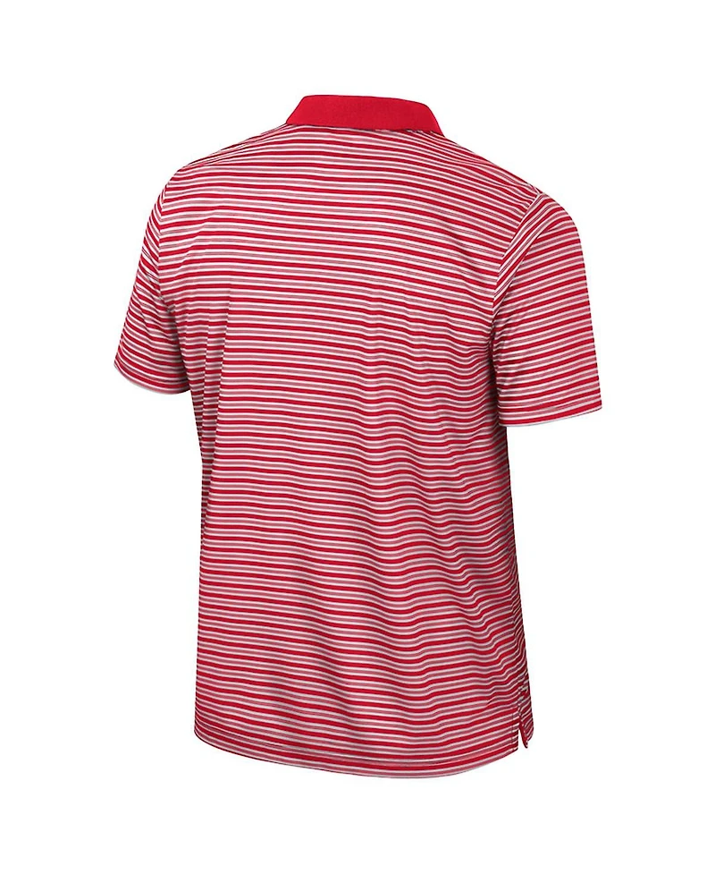 Colosseum Men's Red Wisconsin Badgers Striped Polo Shirt