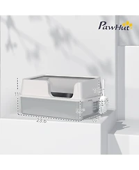 PawHut Stainless Steel Litter Box, Enclosed Cat Litter Box, Light