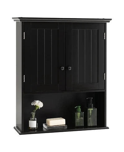 2-Door Wall Mount Bathroom Storage Cabinet with Open Shelf