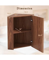 Corner Medicine Cabinet with Mirror with Open Mirror Door and Adjustable Shelf