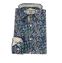 Elie Balleh Big Boys Blue Paisley Slim Fit Shirt
