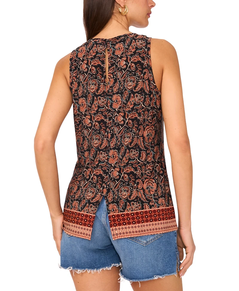 Vince Camuto Women's Border-Print Keyhole Tank Top