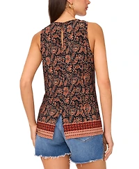 Vince Camuto Women's Border-Print Keyhole Tank Top
