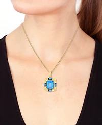 Effy Blue Topaz (7-5/8 ct. t.w.) & London Blue Topaz (1-3/8 ct. t.w.) 18" Pendant Necklace in 14k Gold-Plated Silver