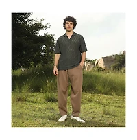 Campus Sutra Men's Juniper Green Honeycomb-Knit Polo T-Shirt