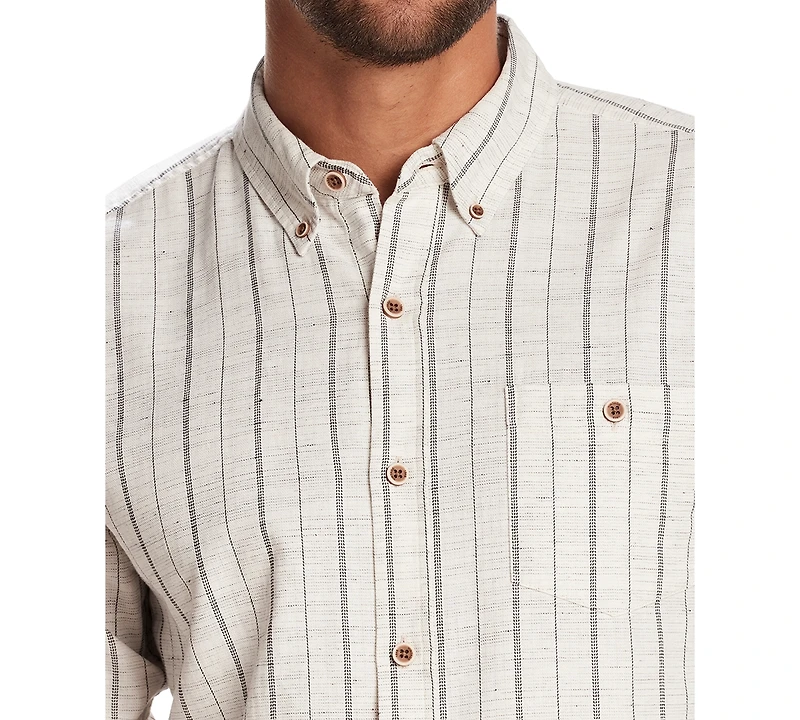 Weatherproof Vintage Men's Long Sleeve Striped Textured Button-Down Shirt