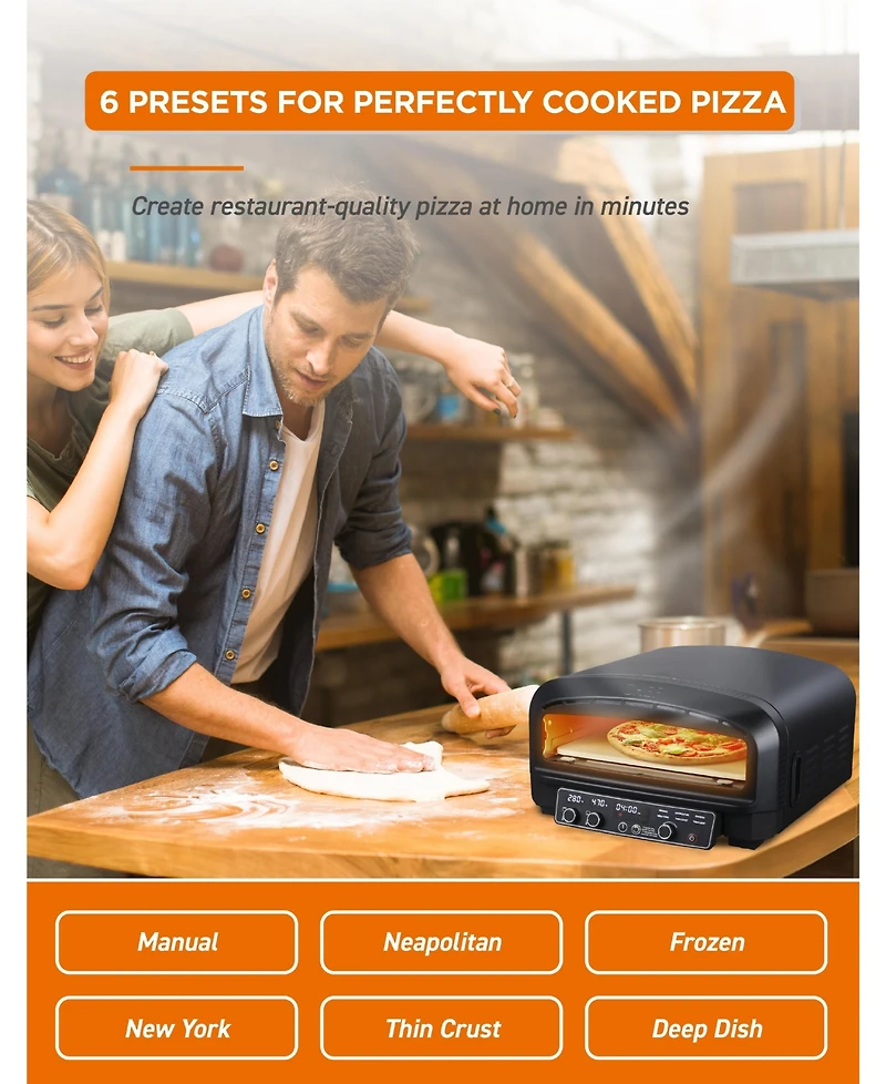 Commercial Chef Indoor Electric Pizza Oven, Includes Pizza Stone & Shovel
