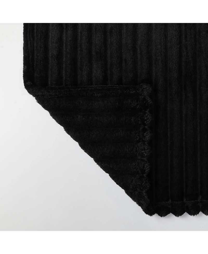 Kate Aurora Modern Lux Ultra Soft & Plush Ribbed Accent Throw Blanket - 50 in. W x 60 L Navy