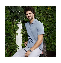 Campus Sutra Men's Powder Blue Veined-Tactile Polo T-Shirt