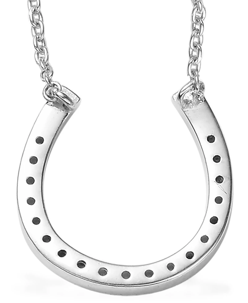 Diamond Horseshoe 18" Pendant Necklace (1/8 ct. t.w.) in Sterling Silver or 14k Gold-Plated Sterling silver