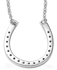 Diamond Horseshoe 18" Pendant Necklace (1/8 ct. t.w.) in Sterling Silver or 14k Gold-Plated Sterling silver