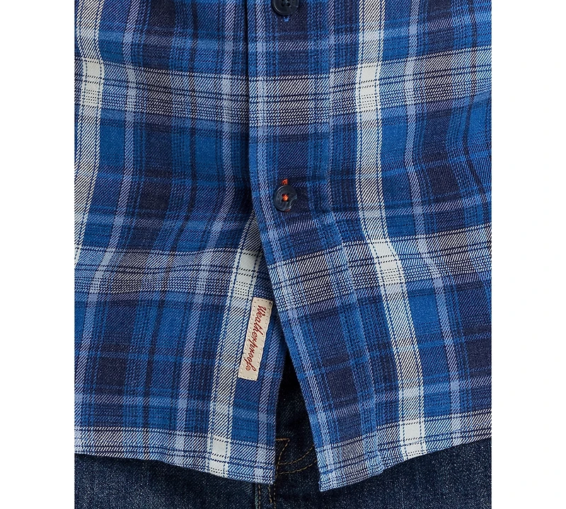Weatherproof Vintage Men's Long Sleeve Button-Down Burnout Plaid Flannel Shirt