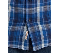 Weatherproof Vintage Men's Long Sleeve Button-Down Burnout Plaid Flannel Shirt
