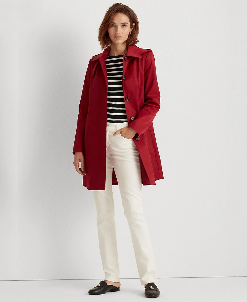 Lauren Ralph Womens Hooded A-Line Raincoat
