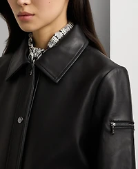Lauren Ralph Women's Buttoned Leather Jacket