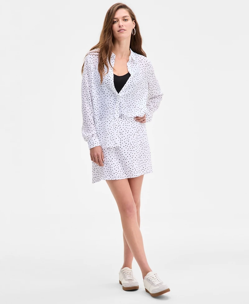 On 34th Women's Printed Silky Button-Front Shirt, Exclusively at Macy's