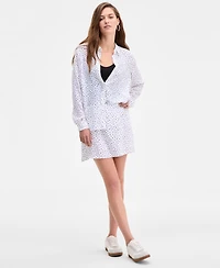 On 34th Women's Printed Silky Button-Front Shirt, Exclusively at Macy's