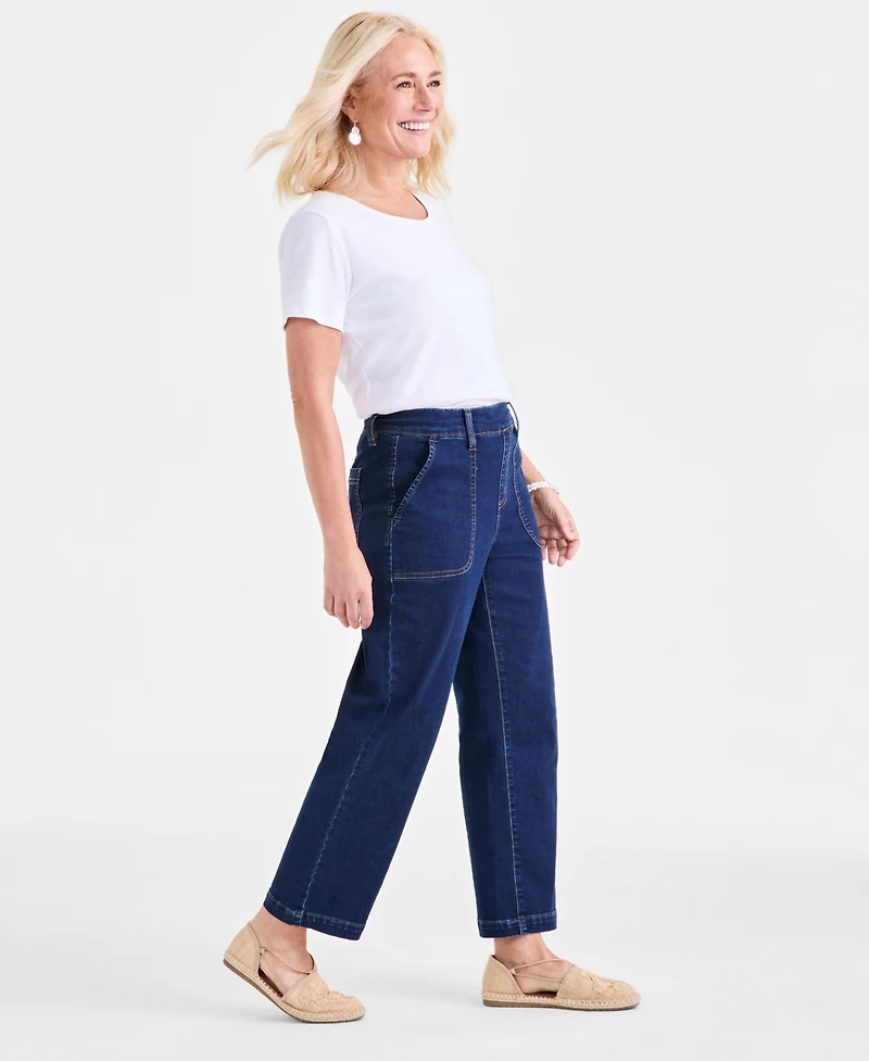 Style & Co Petite High-Rise Straight Utility Jeans