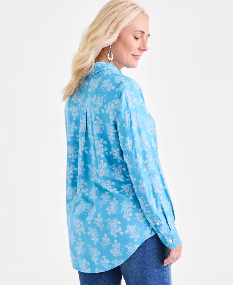 Style & Co Women's Printed Button-Down Perfect Shirt, Exclusively at Macy's