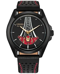 Citizen Eco-Drive Men's Marvel Tony Stark Kinda Sorta Famous Black Leather Strap Watch 43mm