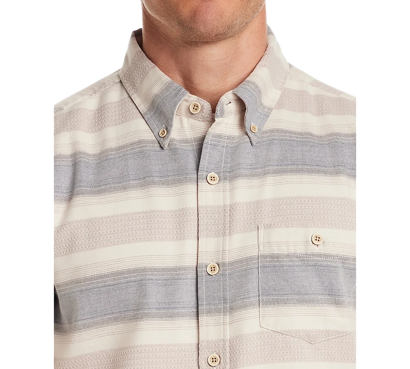 Weatherproof Vintage Men's Short Sleeve Burnout Striped Button-Front Shirt