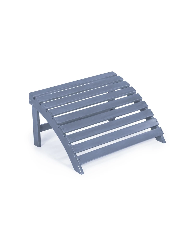 Saranac 2-Piece Traditional Rustic Acacia Wood Adirondack Chair with Detachable Ottoman, Cashmere Blue