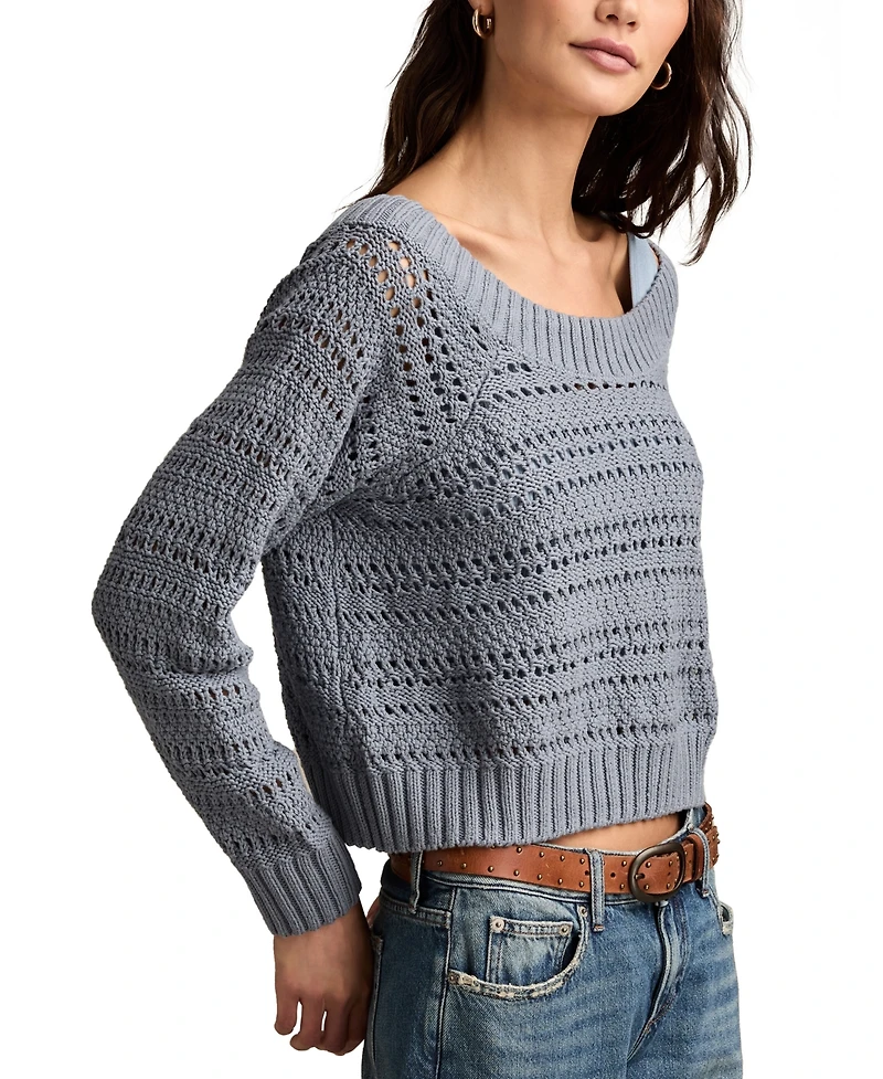 Lucky Brand Women's Off-The-Shoulder Cotton Sweater