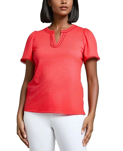 Jones New York Women's Split Neck Trim Top