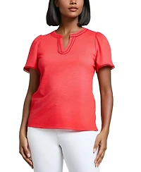 Jones New York Women's Split Neck Trim Top
