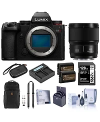 Panasonic Lumix S5II Mirrorless Camera, Black, with Lumix S 85mm f/1.8 Lens, Bundle with 128GB Memory Card, Alpine 190 Backpack, 2x Extra Battery, Dua