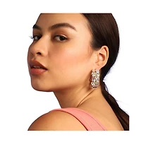 Sohi Gold-Plated Stone Hoop Earrings