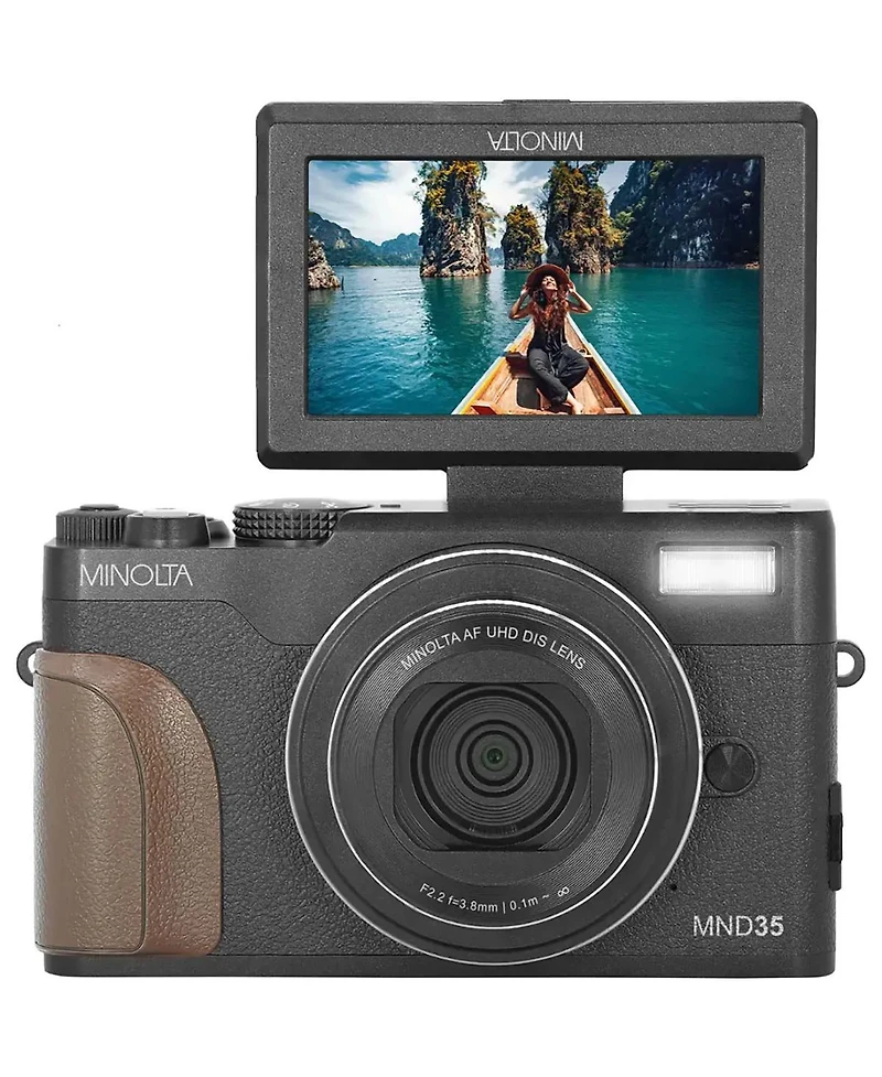 Minolta MND35 64MP 4K Ultra Hd Wi-Fi Digital Camera without Memory Card, Black