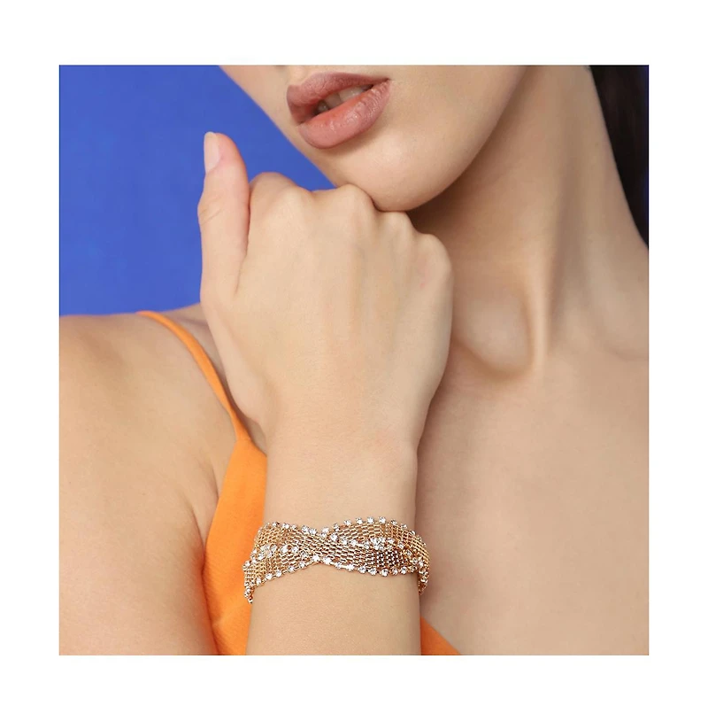 Sohi Gold-Plated Contemporary Mesh Bracelet