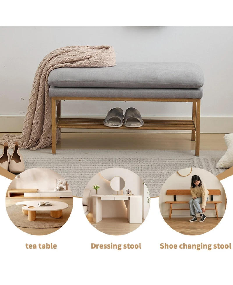 Streamdale 3-in-1 Linen Upholstered Shoe Bench
