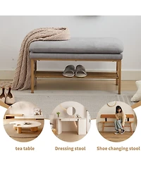 Streamdale 3-in-1 Linen Upholstered Shoe Bench